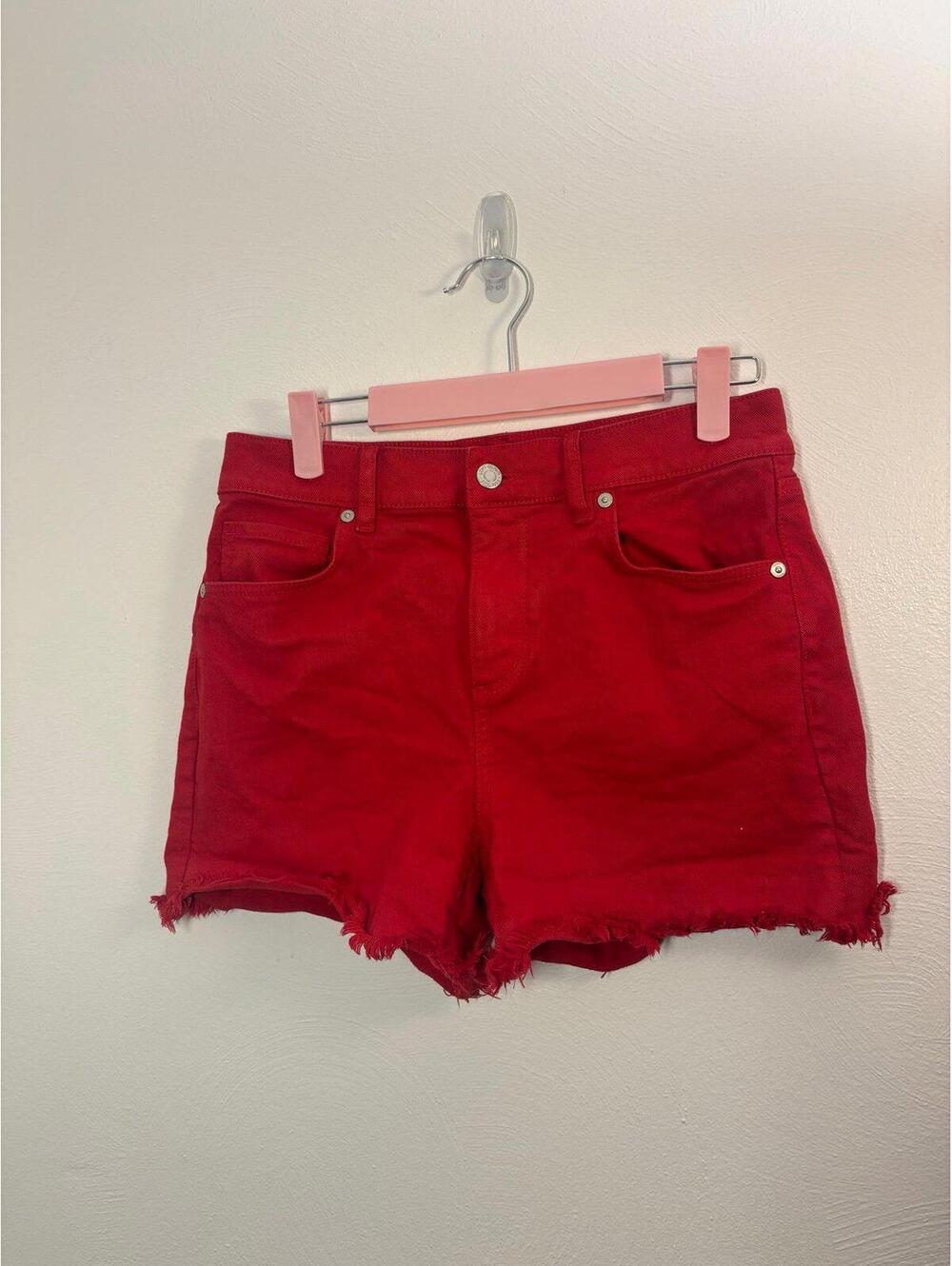 Loft Red Denim The Cut Off Short Size 0 (25)